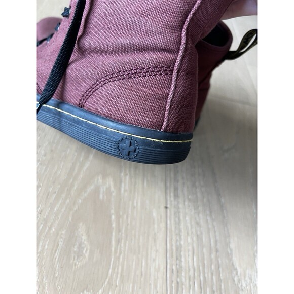Dr Doc Martens Burgundy Red Canvas Shoreditch Lace Up Airwave Combat Boots Sz 8 - Picture 3 of 9